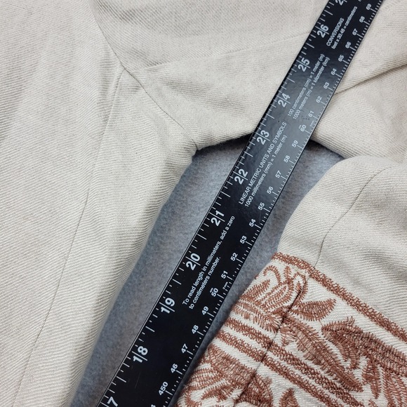 J Jill Pants‎ Womens Medium Petite Linen Blend Cropped Embroidered Hem WTP24882 - Picture 5 of 16